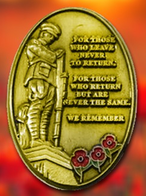 We Remember Plaque Remembrance Badge
